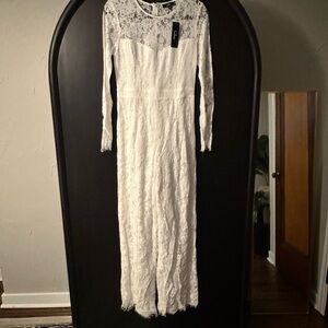 Elegant White Lace Long Sleeve Jumpsuit